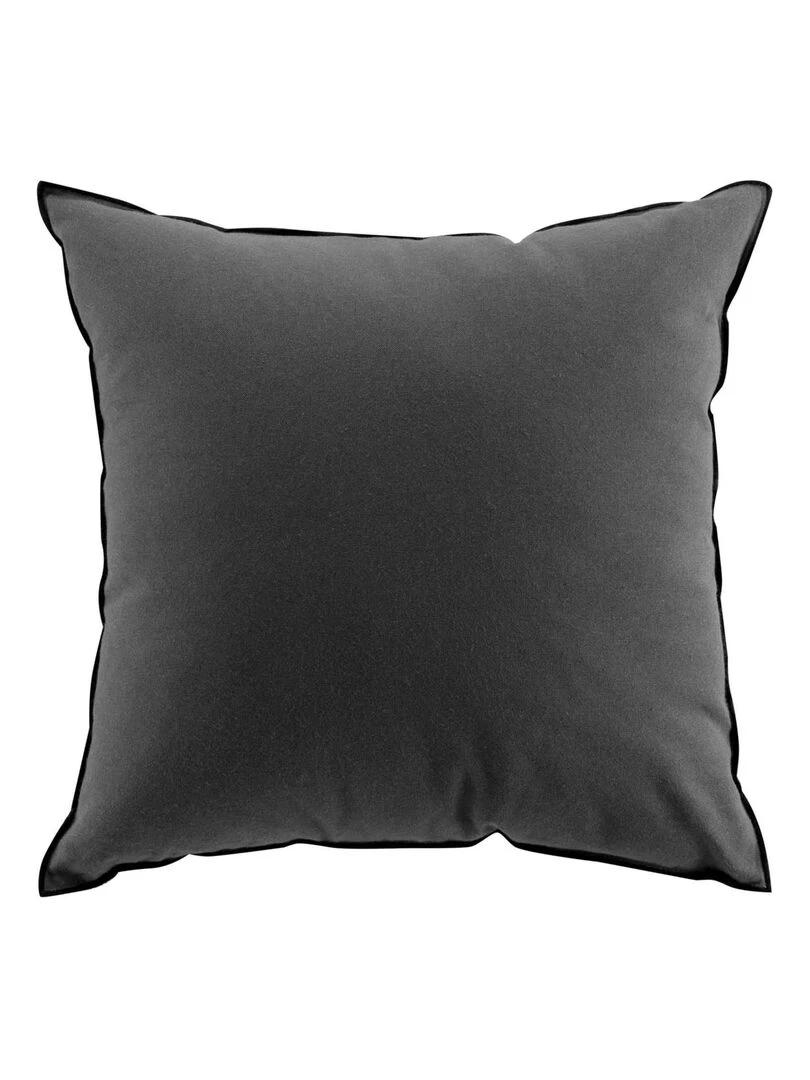 Coussin avec surjet en coton recyclé gris anthracite
