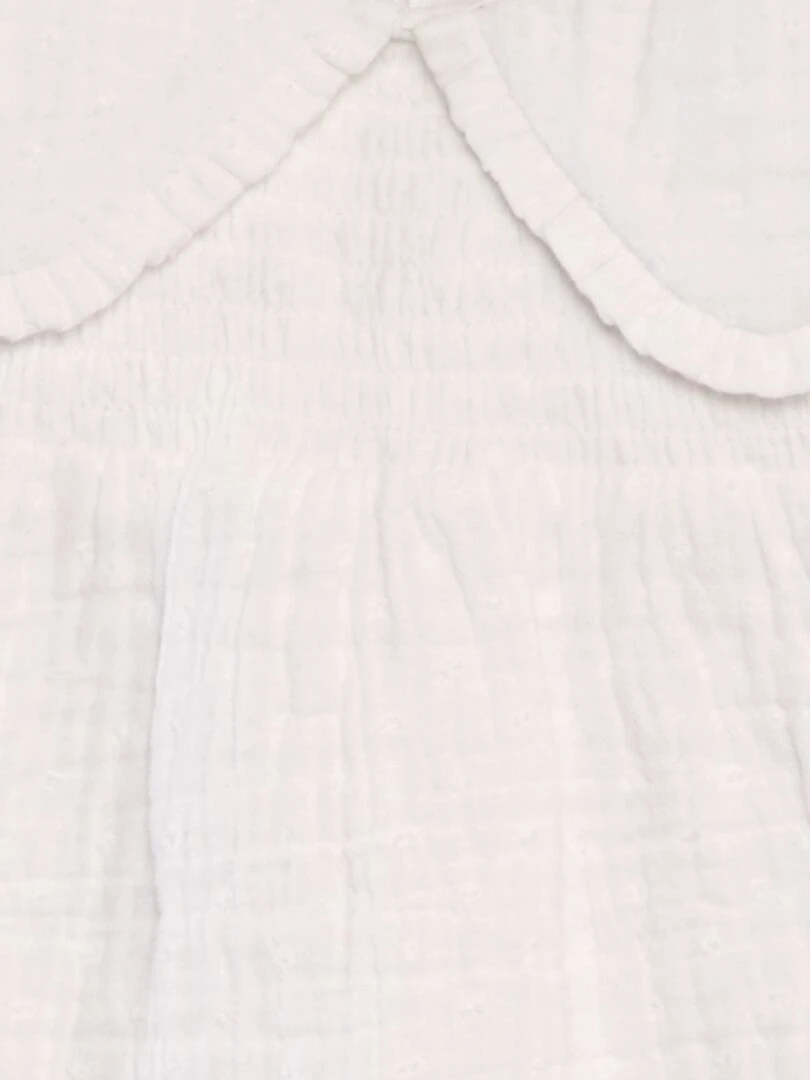 Blouse en gaze de coton avec plumetis   blanc