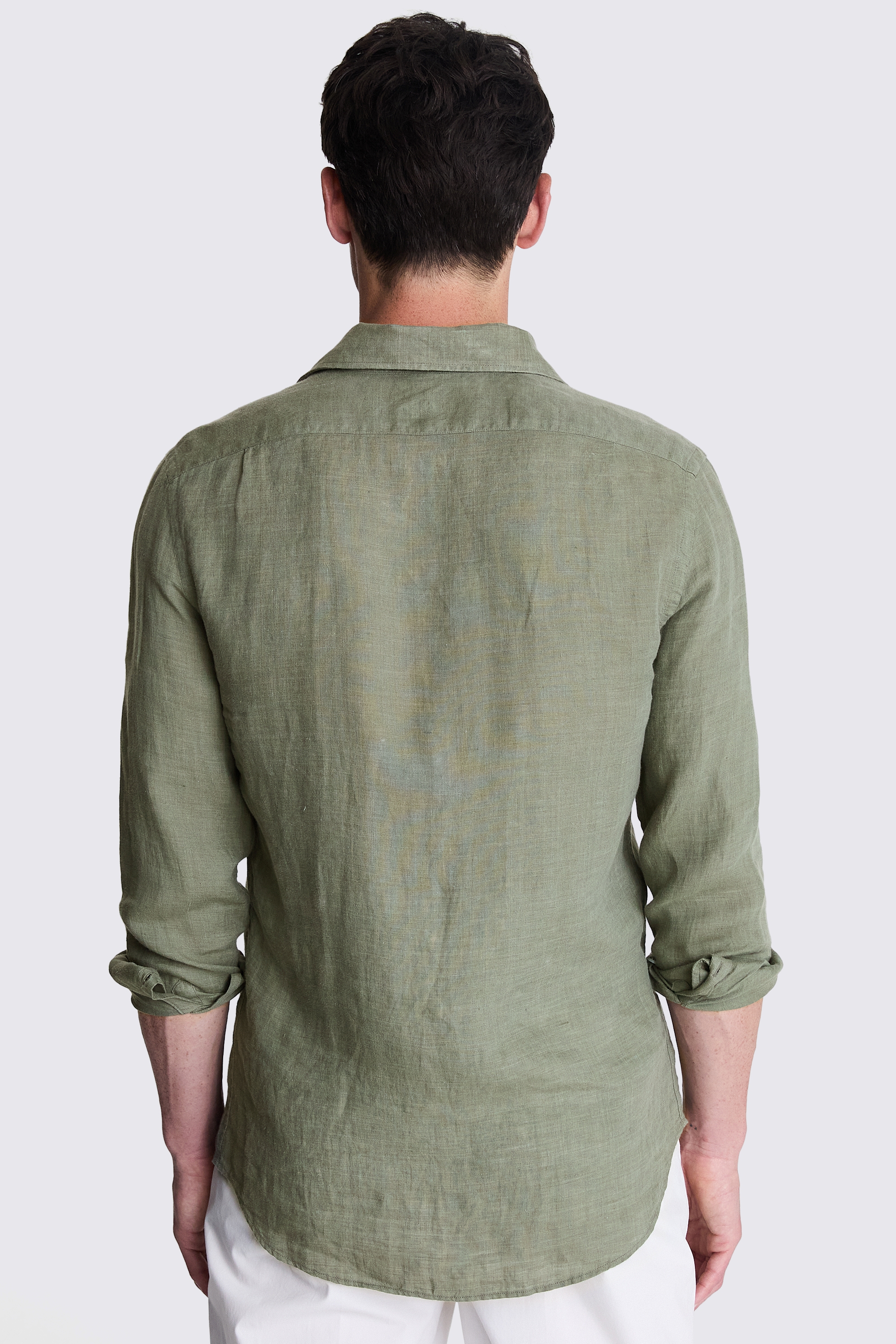 Tailored Fit Green Linen Shirt   Buy Online at Moss