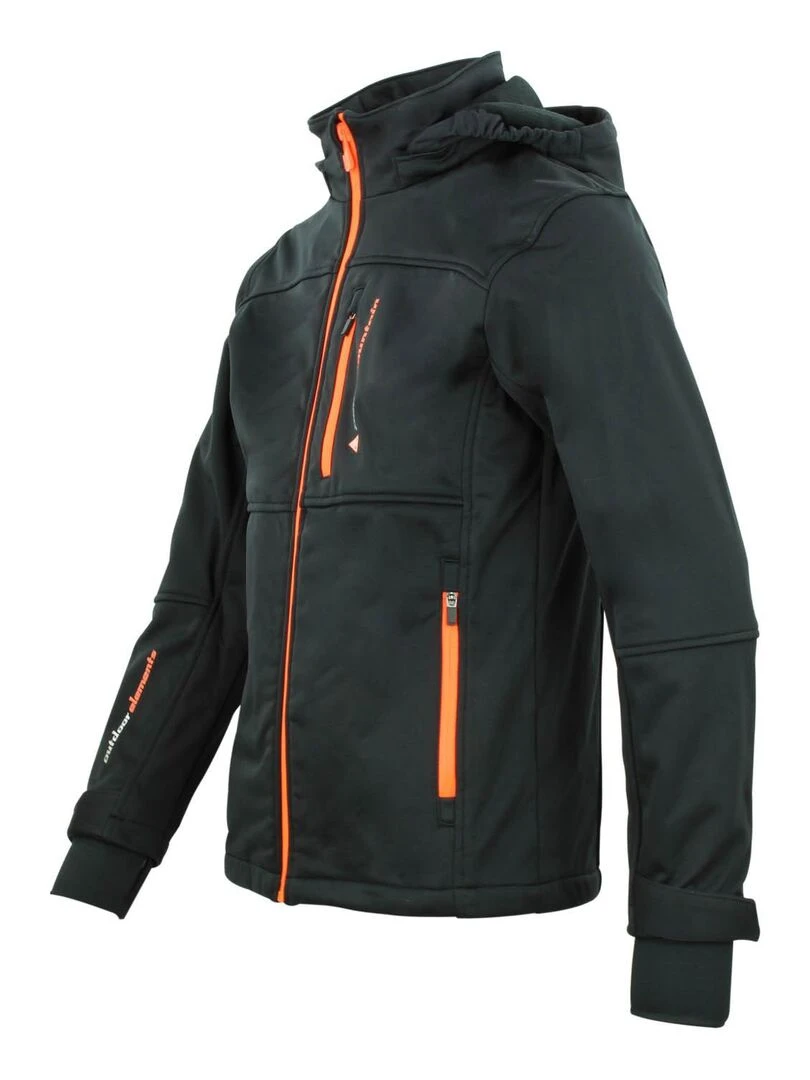 Blouson softshell garçon ECANNE   PEAK MOUNTAIN   Noir Orange