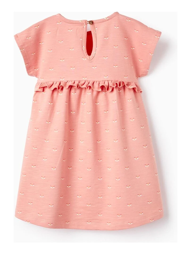 Robe Florale En Coton Pour Bébé Fille manches courtes Orange clair