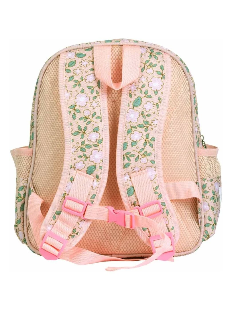 Sac à dos Fleurs rose avec poche isotherme   Rose clair