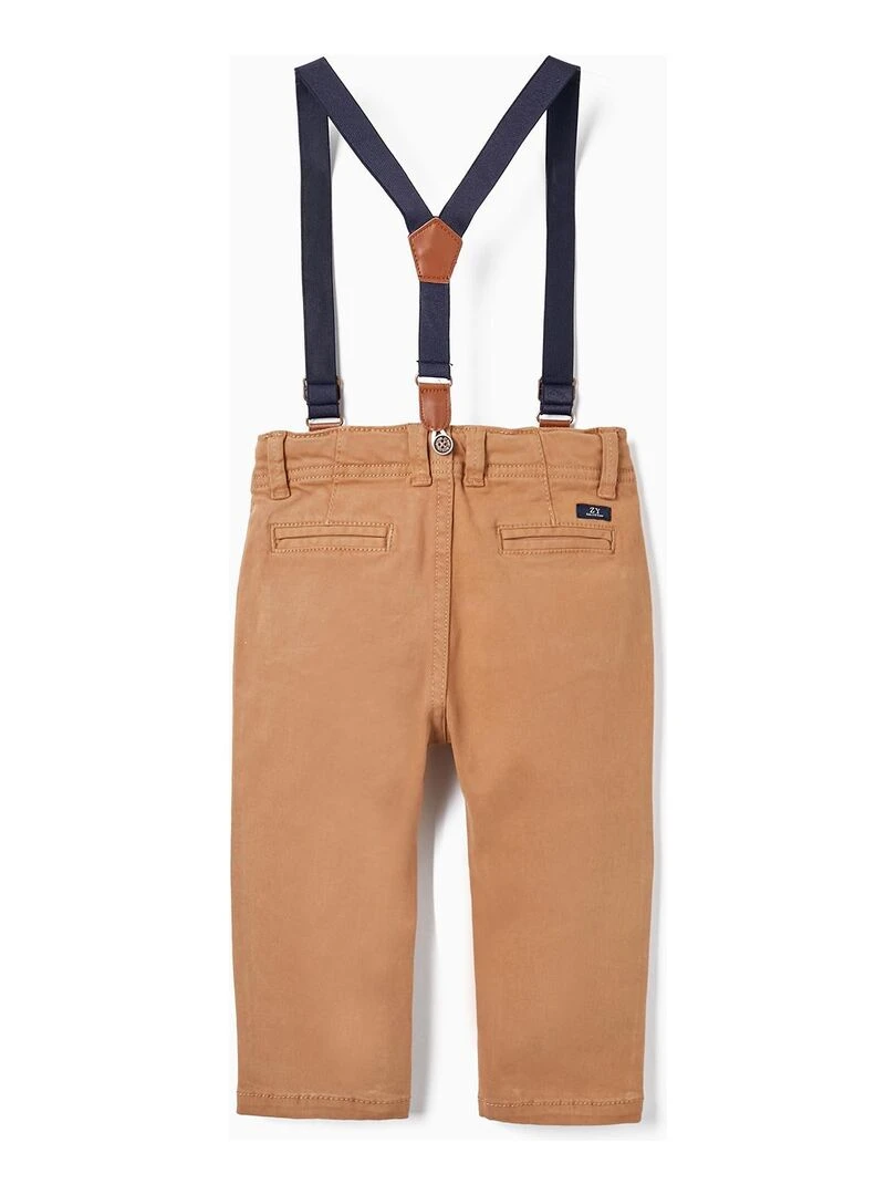 Pantalon en sergé avec bretelles pour bébé garçon ATLANTIC COMPANY Beige
