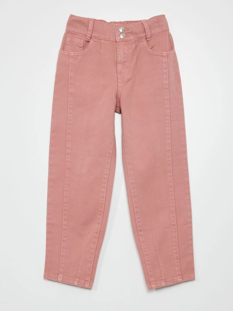 Pantalon denim forme ballon Rose