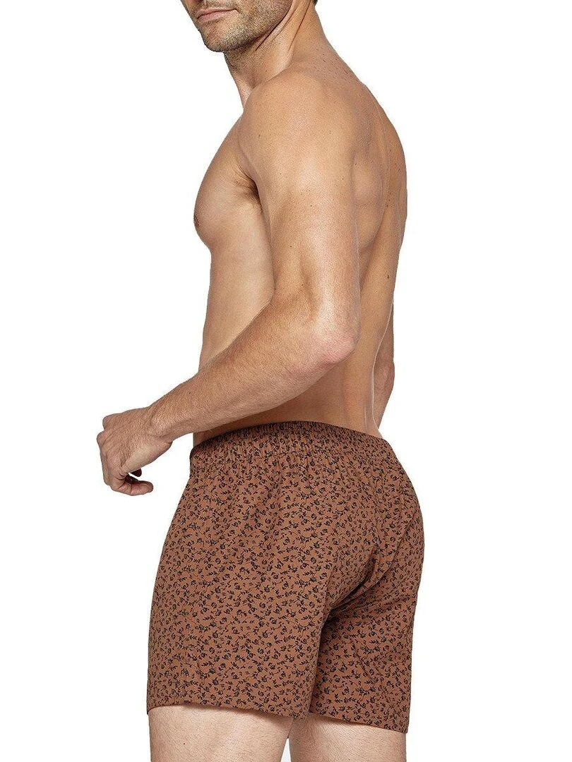 Caleçon en coton avec suspensoir American boxer Oak   Marron