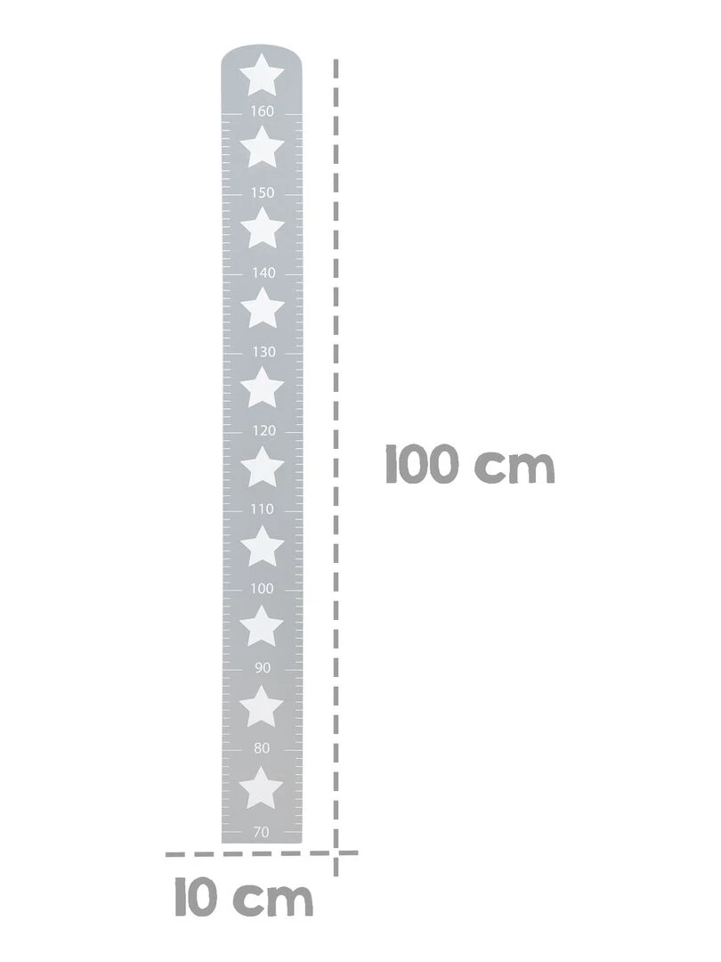 ROBA Toise Bébé en Bois "Little Stars" Motif Étoile Échelle jusqu'à 160 cm Gris Gris