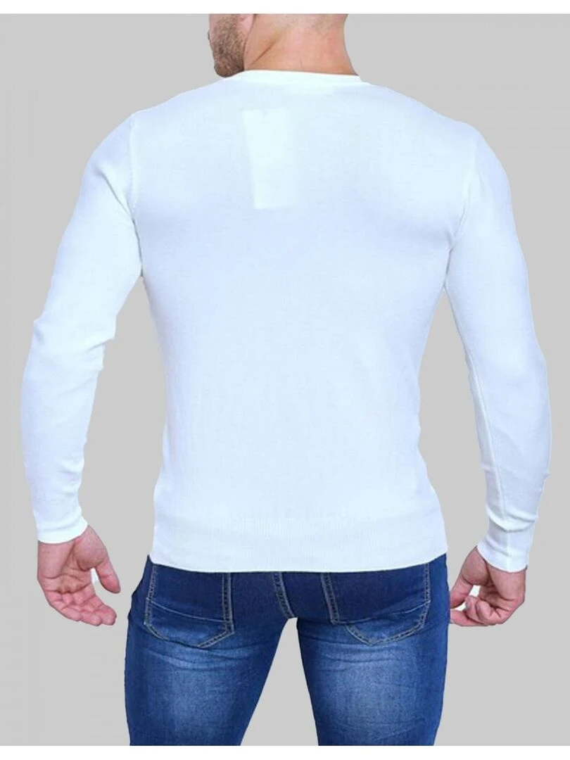 Pull manches longues col V Kebello   Blanc Blanc