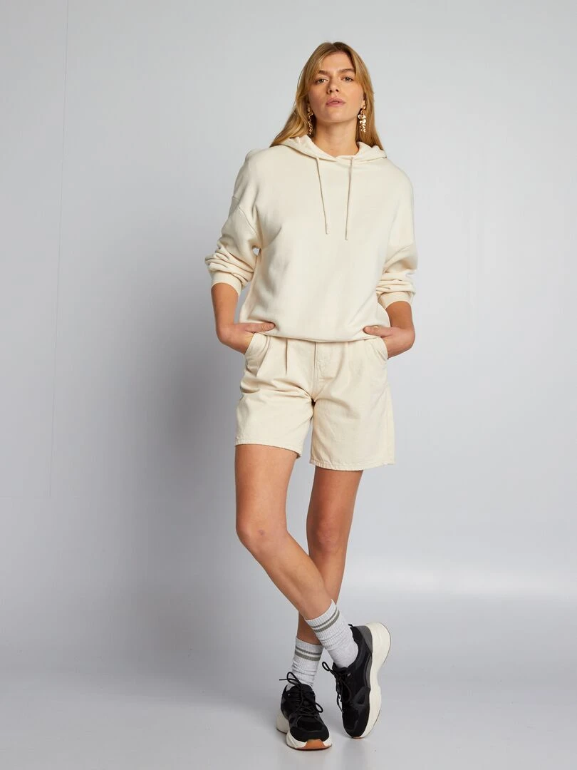 Sweat en molleton à capuche Beige