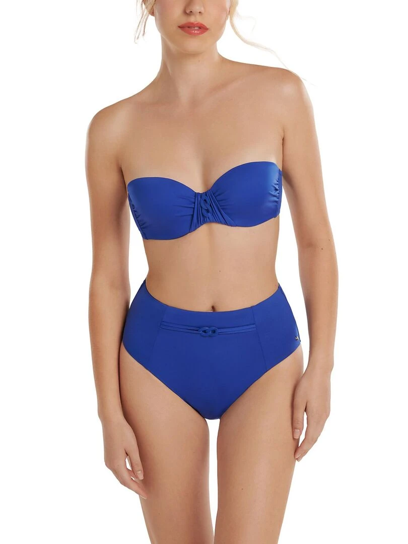 Bas maillot slip de bain échancré taille haute Palma   Bleu