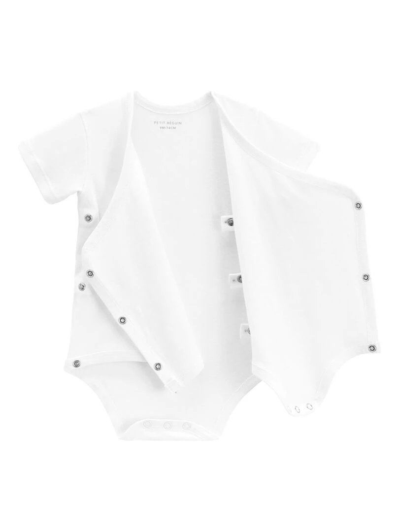 Lot de 3 bodies bébé manches courtes croisés   Blanc