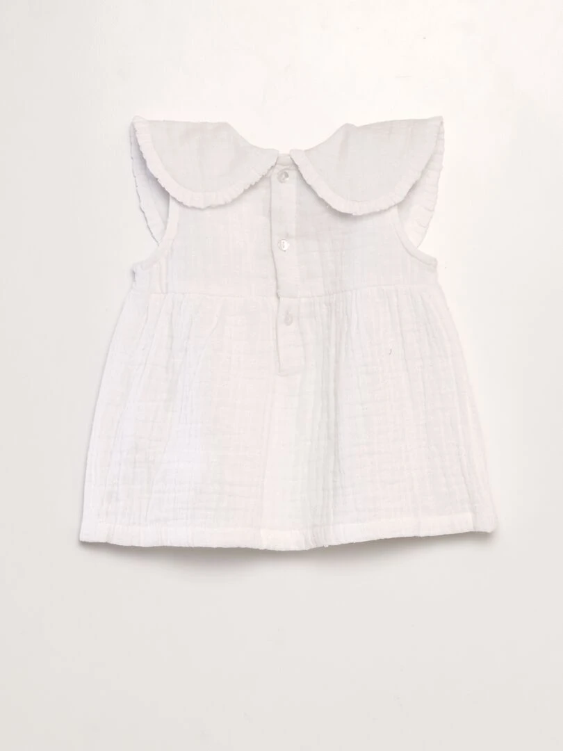 Blouse en gaze de coton avec plumetis blanc