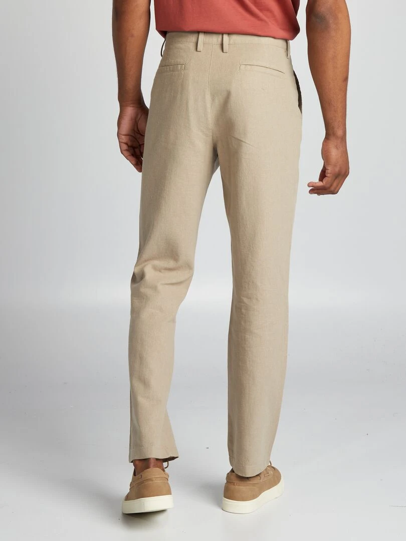 Pantalon chino en lin   Beige foncé