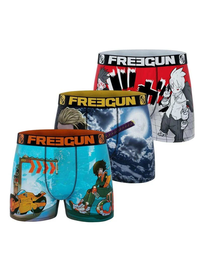 Lot de 3 boxers homme Manga Style Hero Freegun Bleu