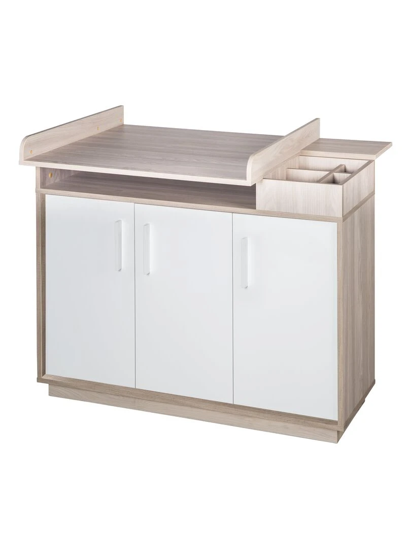 ROBA Commode à Langer "Olaf" avec Plan Amovible Blanc/Décor Orme lunaire Hauteur 92 5 cm Blanc