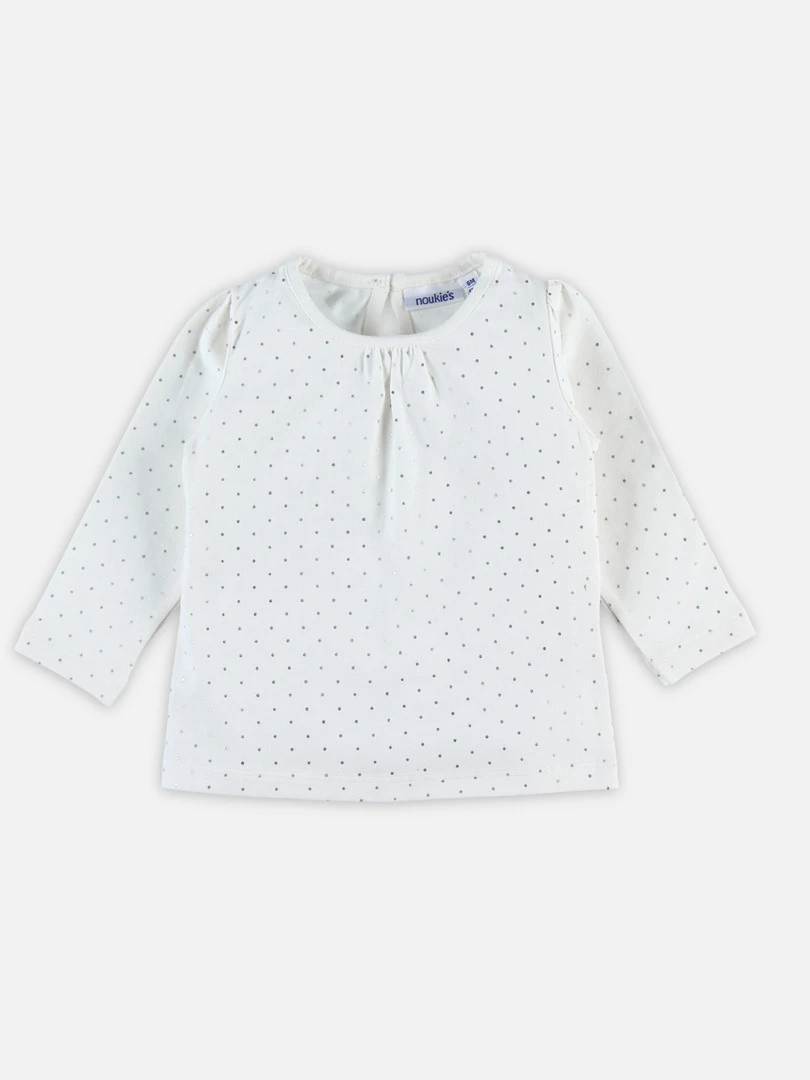 T shirt Pois Argentés Blanc