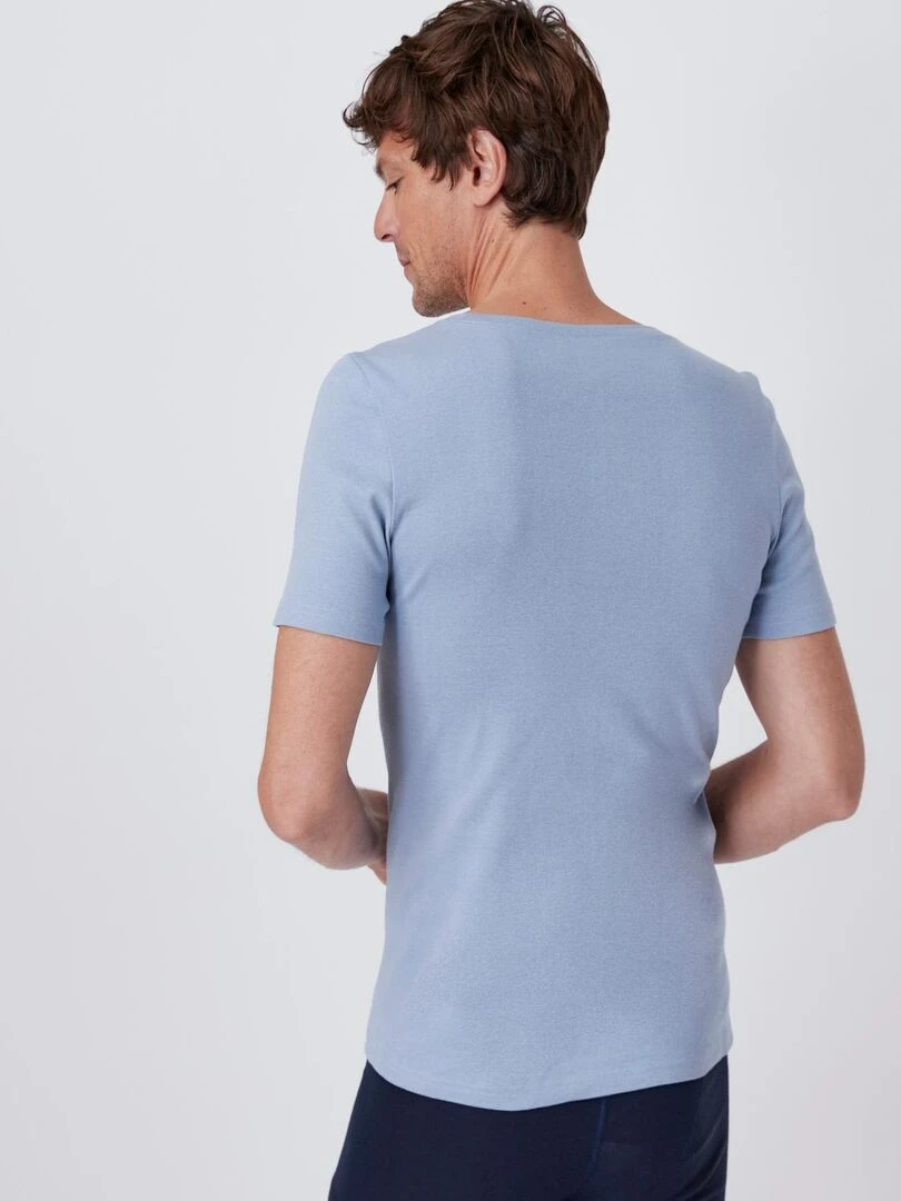 Lot de 2 t shirts col rond  manches courtes  Essential pur coton peigné   Damart   Bleu