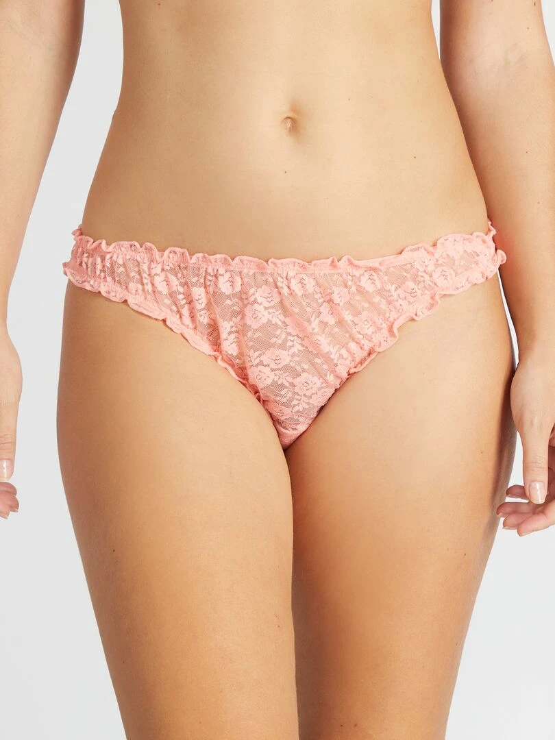 Lot de 2 strings dentelle Rose/Noir