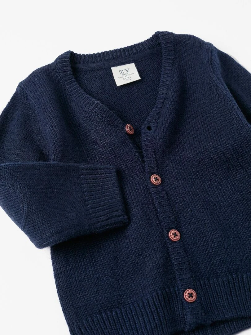 Pull en tricot avec coudières pour bébé garçon   LITERATURE CLUB   Bleu foncé