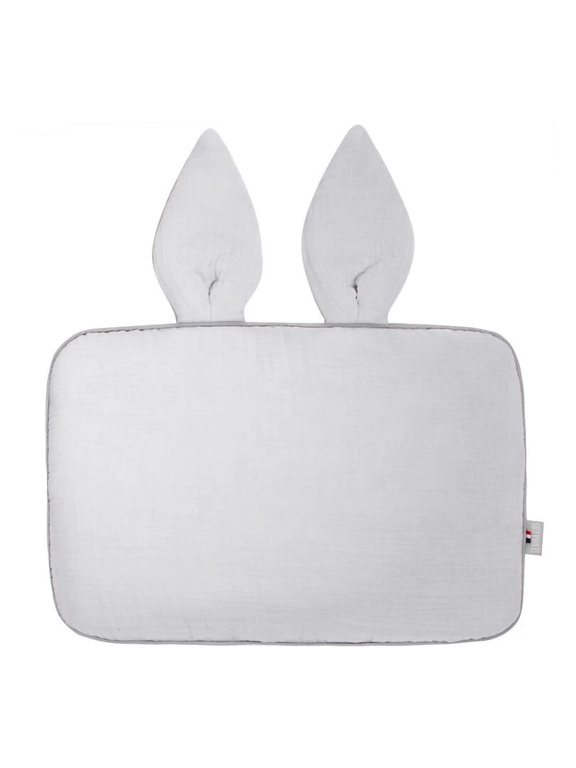 Oreiller plat lapin en gaze de coton Jeanne Gris