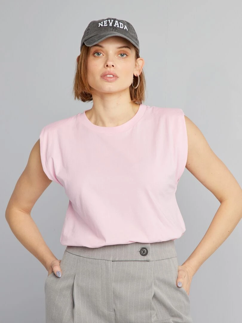T shirt à épaulettes rose