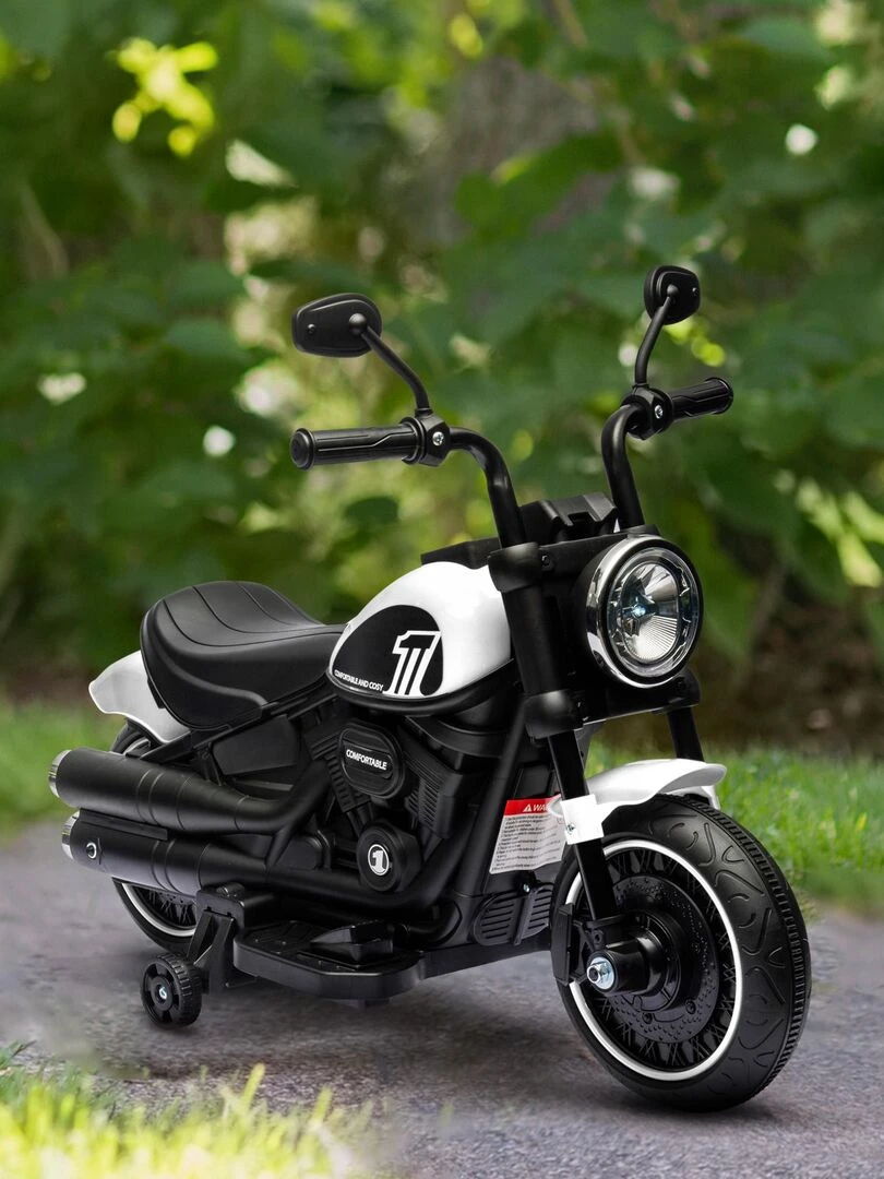 Moto électrique enfant 6 V 3 Km/h max. effet lumineux   Blanc