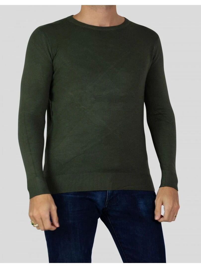 Pull manches longues col rond Kebello Vert