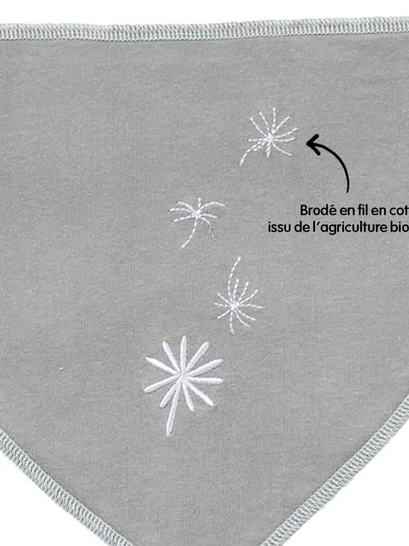 Lot de 2 bavoirs naissance bandana Jeune Pousse   Bio   Gris