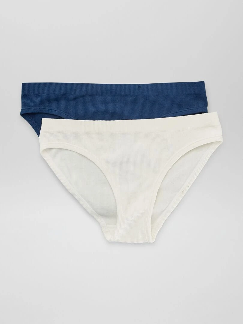 Lot de 2 culottes en maille côtelée 'Envie de lingerie' marine/blanc