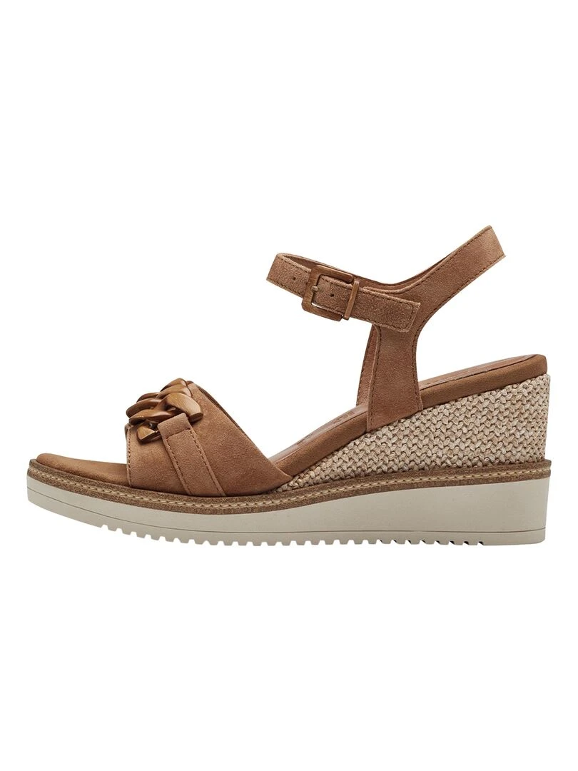 Sandales Compensée Cuir Tamaris Marron
