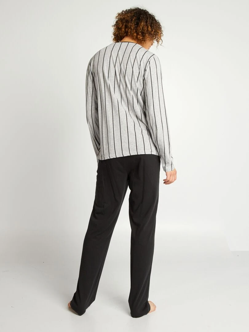 Pyjama en jersey type sport 2 pièces gris/noir