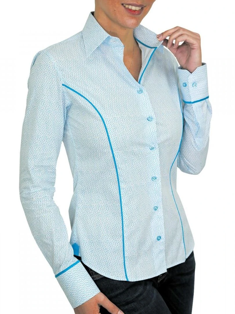 Chemise imprimée DAISY Bleu turquoise