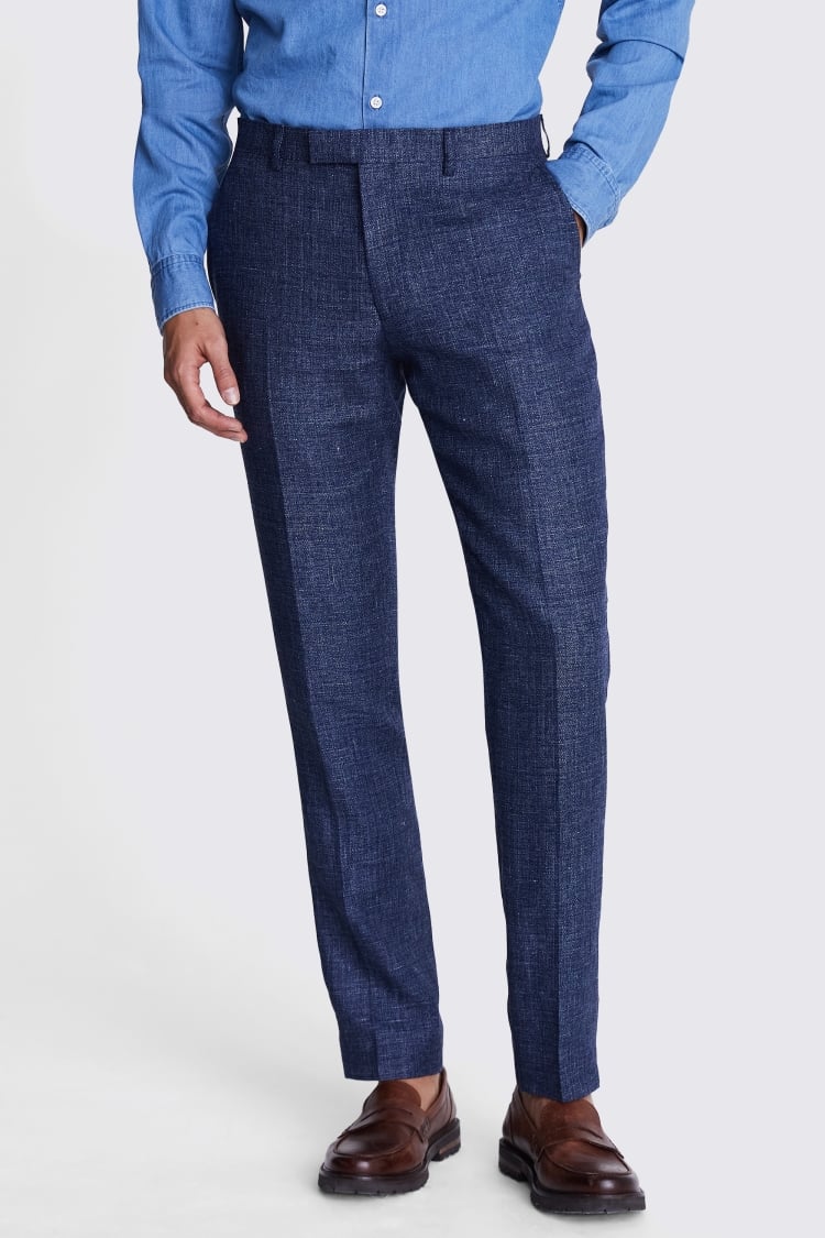 Italian Slim Fit Blue Texture Trousers Buy Online at Moss