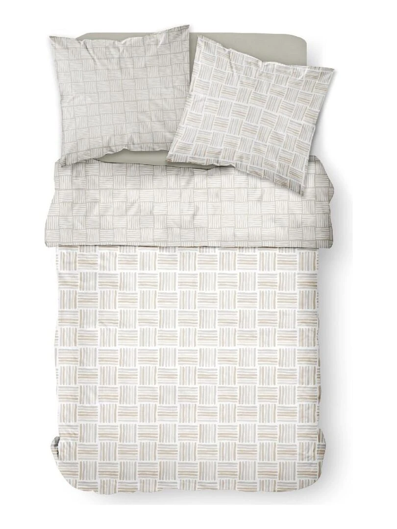 Parure de lit zippée 2 personnes imprimé 'MAWIRA' 'TODAY' Beige