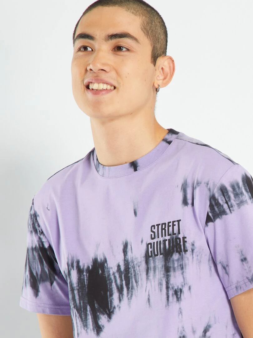 T shirt en jersey tie and dye   Violet