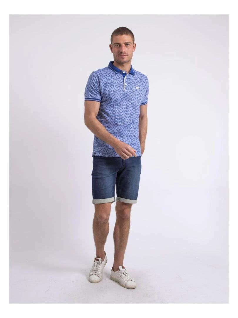 Polo manches courtes motifs PARIBAL   Bleu