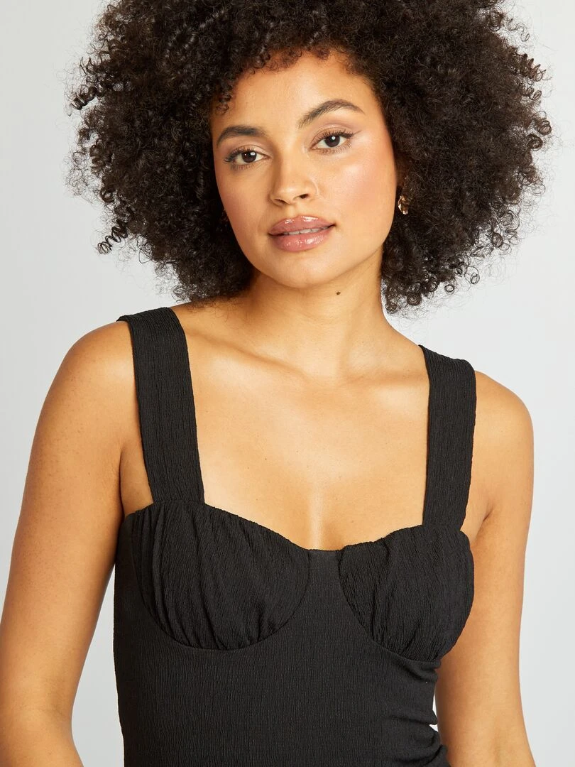 Robe en maille gaufrée   noir