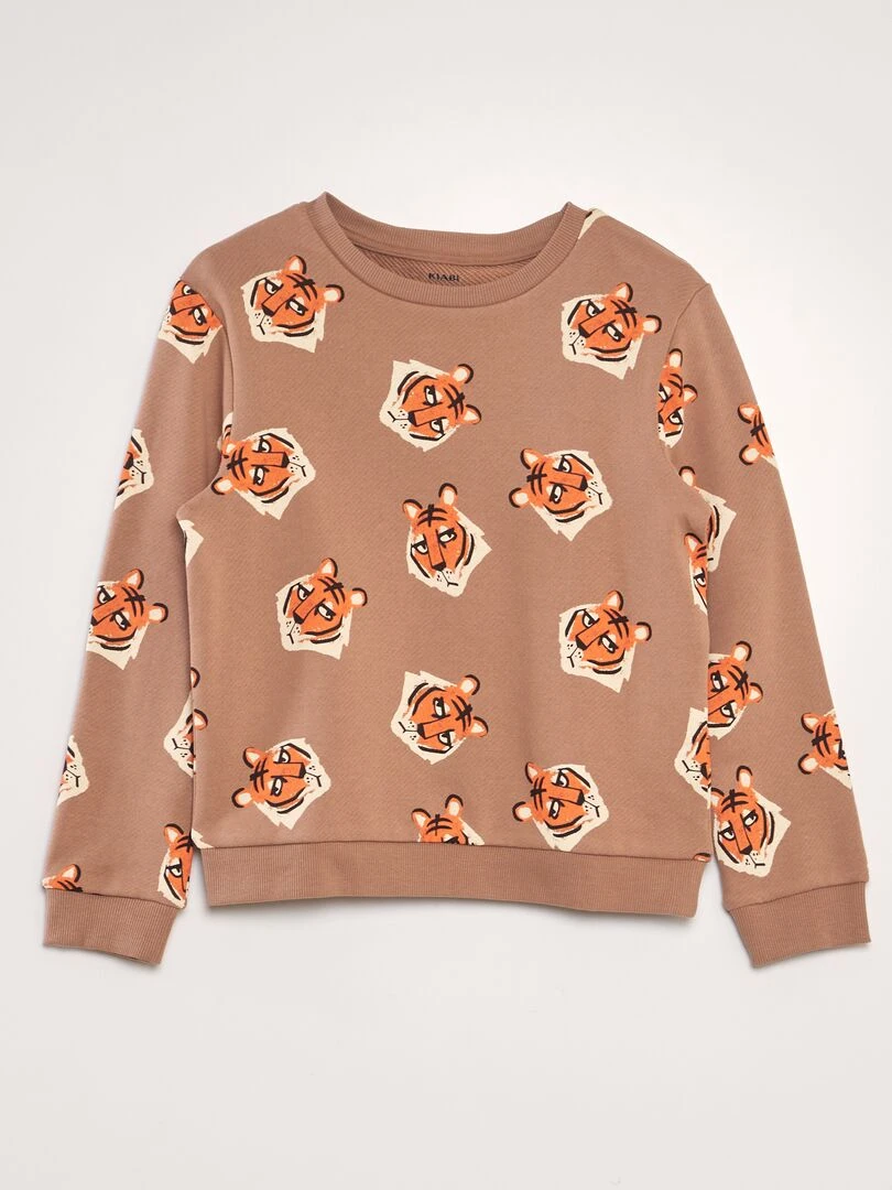 Sweat imprimé en french terry Marron