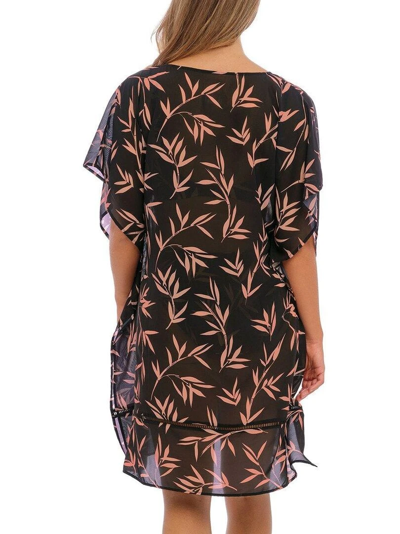 Tunique de plage chic imprimé bambou Luna bay Noir