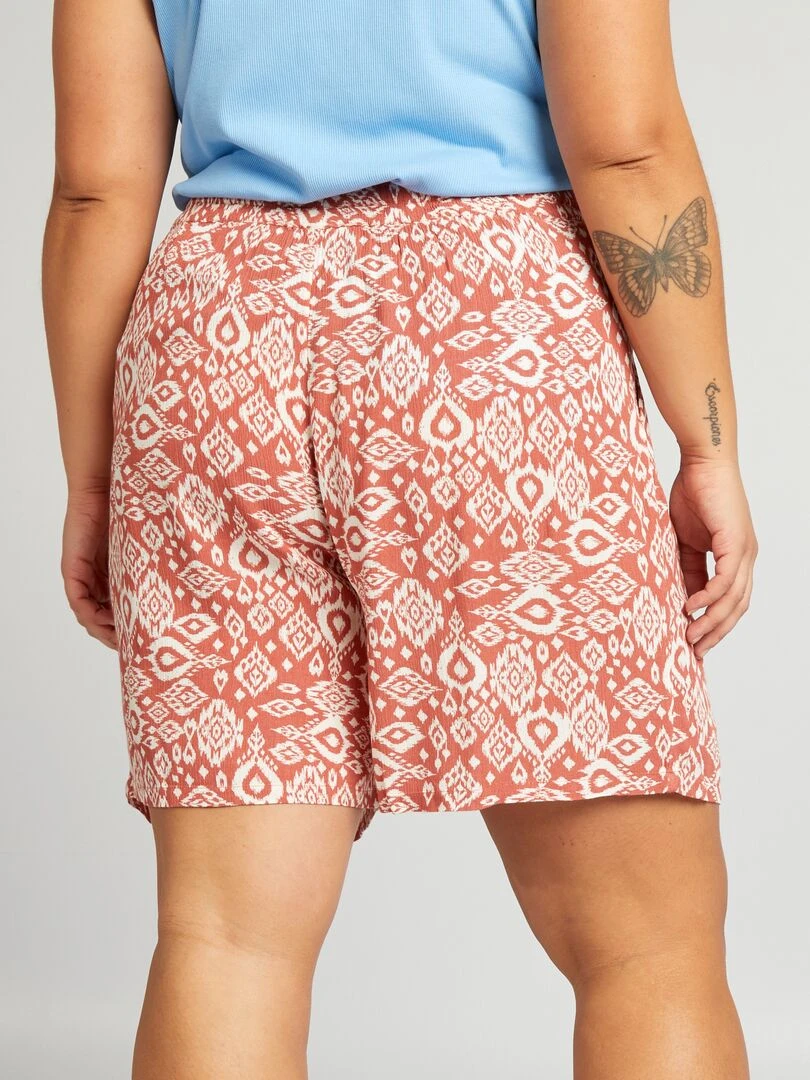 Short droit en maille crêpée   Brique