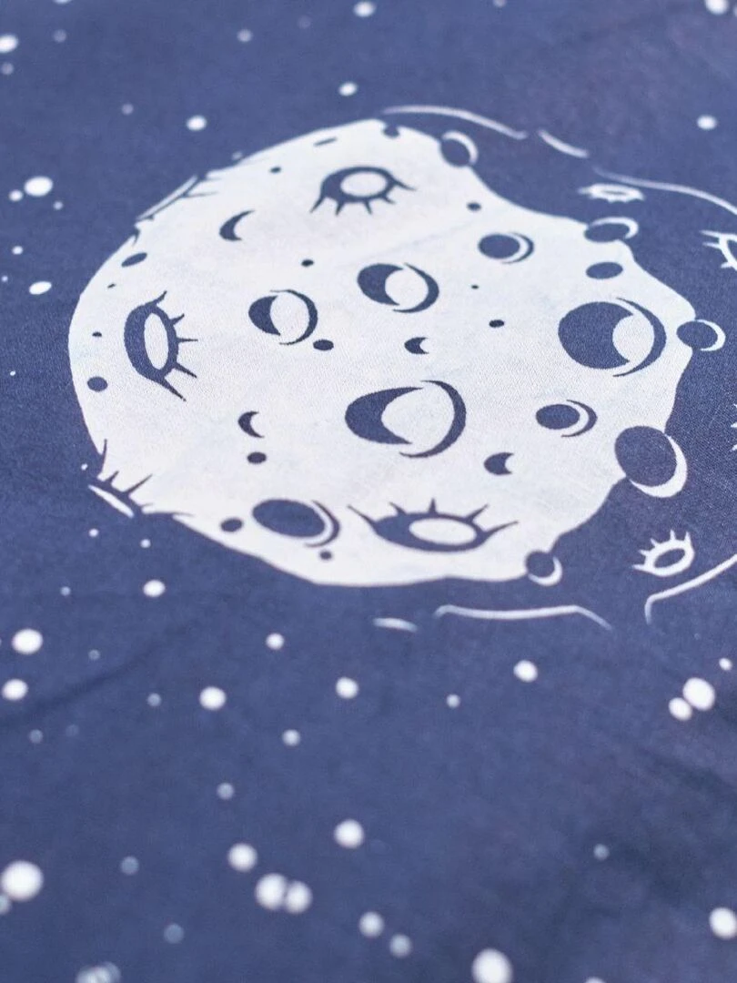 Parure de lit imprimé 'HAPPY GALAXY' 'TODAY' Bleu