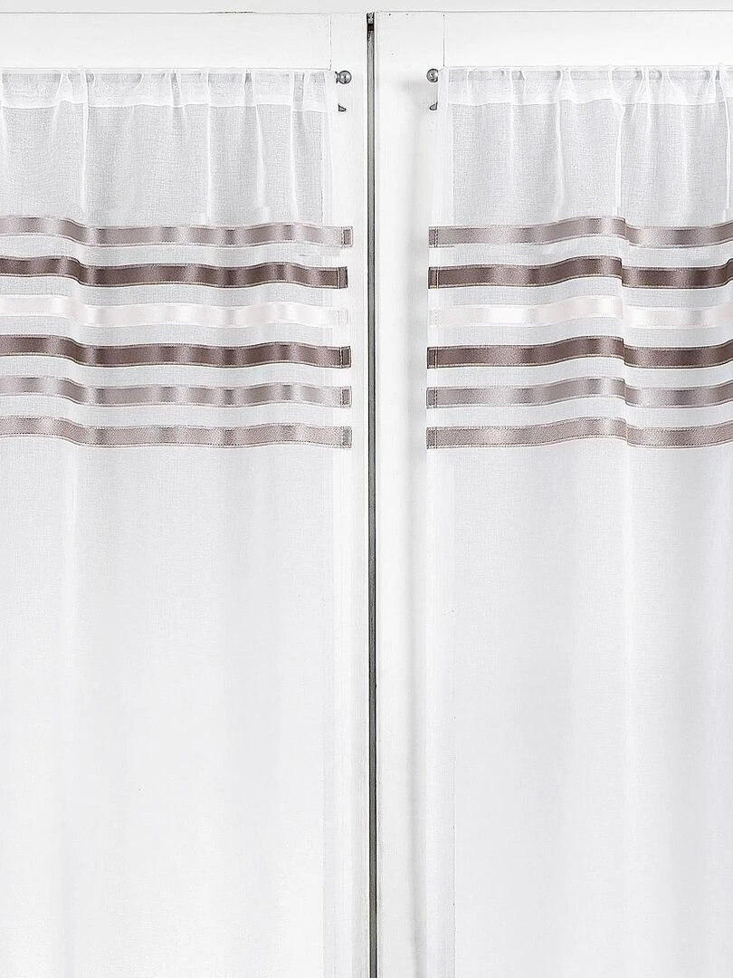 Rideau droit à la paire en Etamine Rayures horizontales Taupe