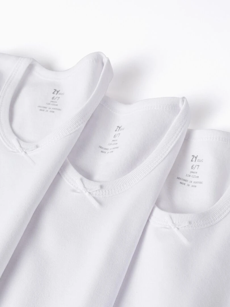 Pack 3 Maillots de Corps en Coton avec Effet Thermique pour Fille  ESSENTIALS LINE   Blanc