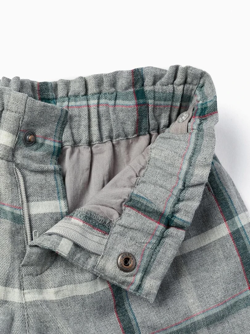 Shorts Paperbag à carreaux pour fille   ROYALS OFF DUTY   Gris clair