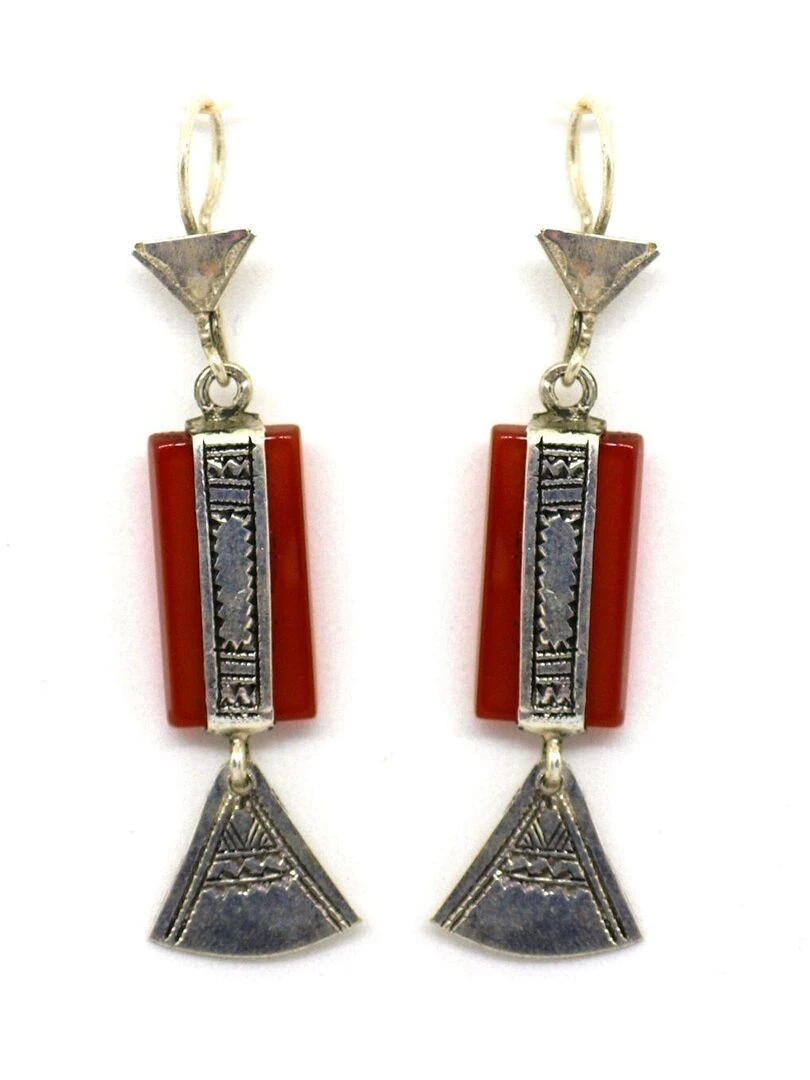 boucles d'oreille touareg argent cornaline Argent