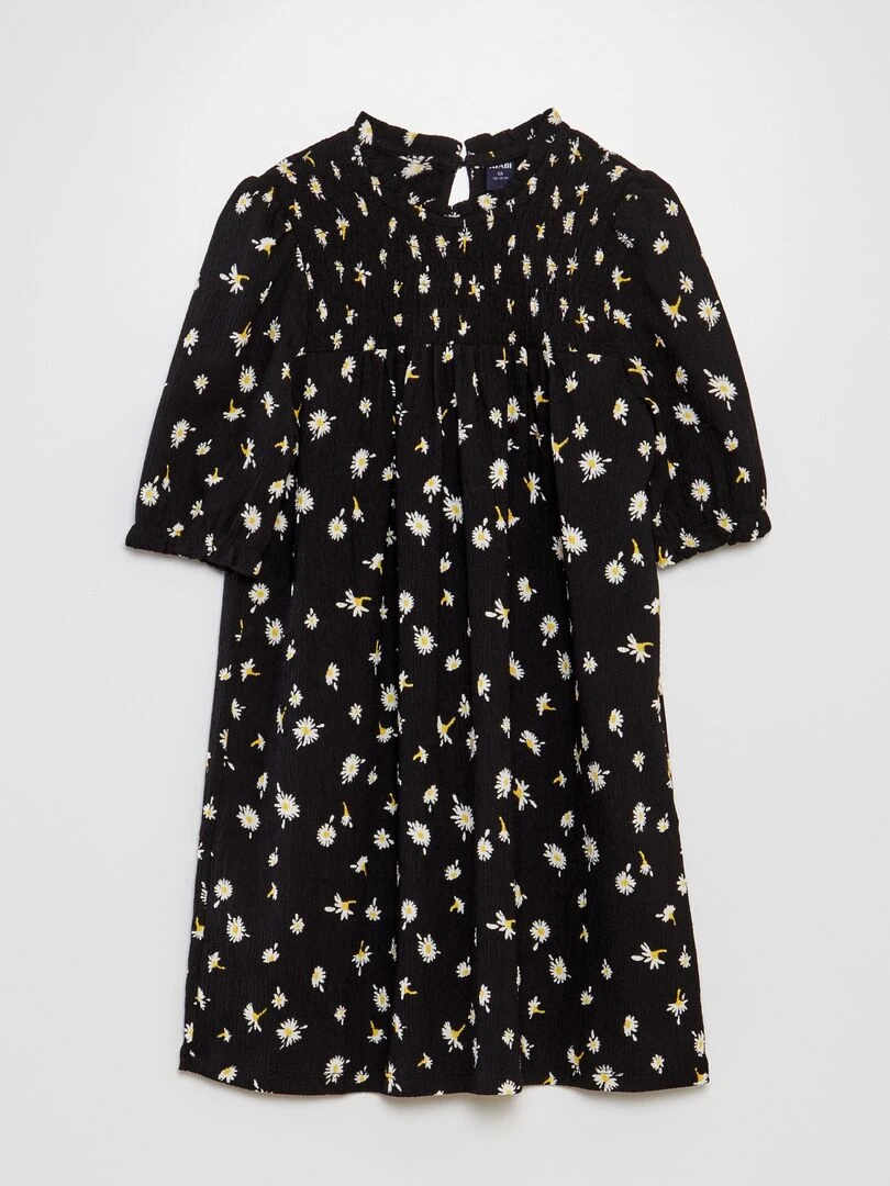 Robe courte imprimée en maille crêpée Noir