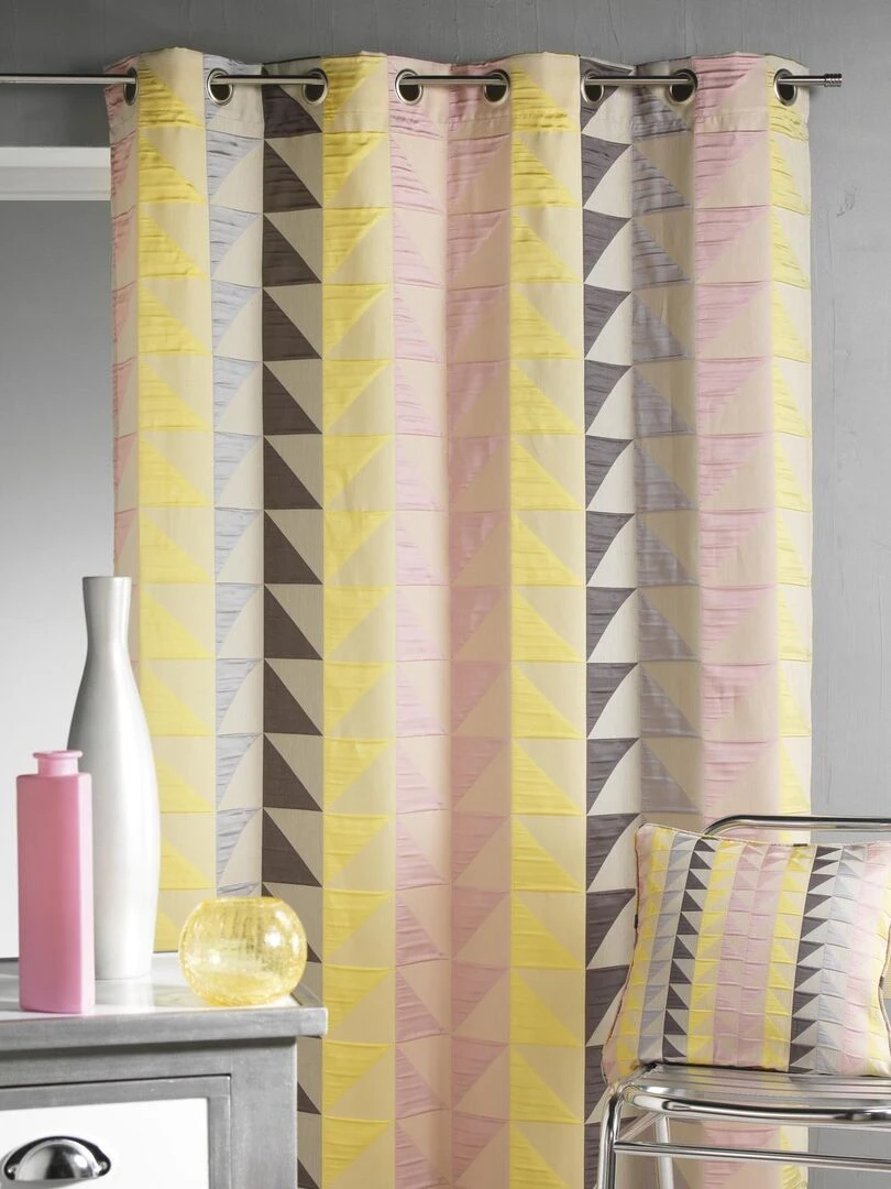 Rideau en jacquard imprimés triangulaires Rose clair