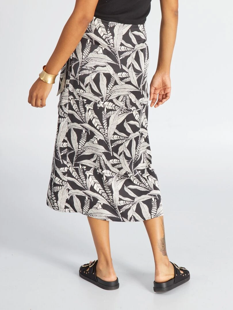 Jupe midi coupe portefeuille   Noir