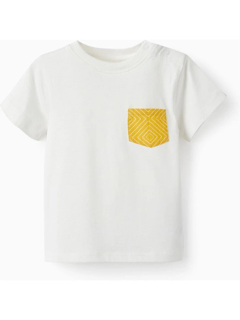 T shirt en coton avec poche pour bébé garçon manches courtes CÉRÉMONIE Jaune foncé