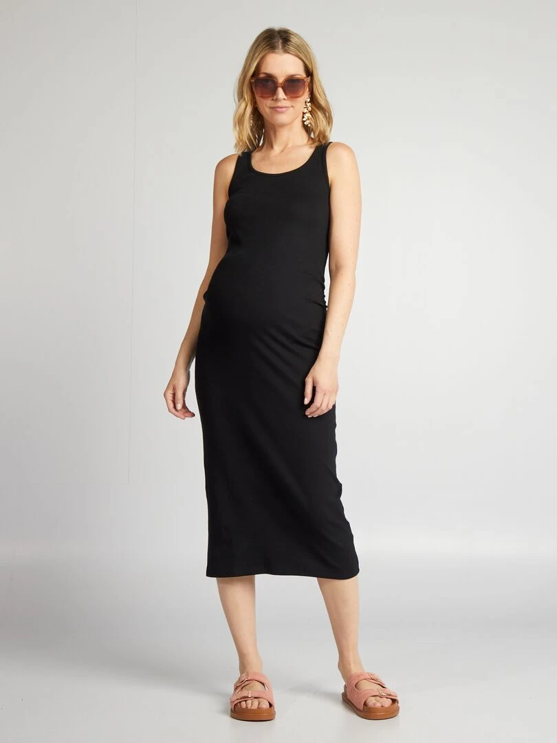 Robe côtelée grossesse noir