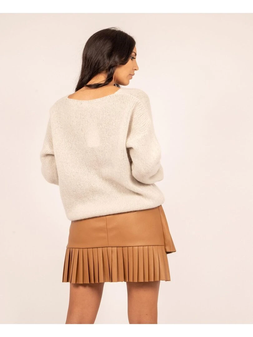 Jupe courte similicuir XABEL Marron caramel